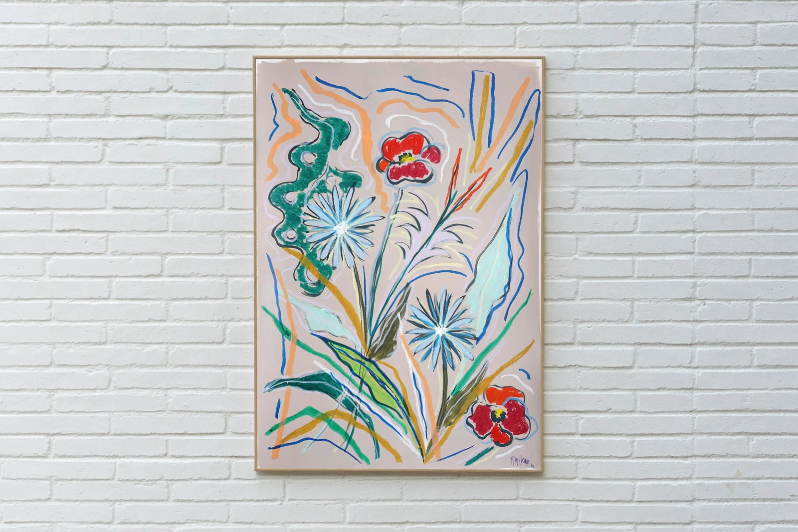 2025, Expressionist vs Figurative Flora of Country Wildflowers, Acrylic Paint and Wax Crayon on Wate - 6