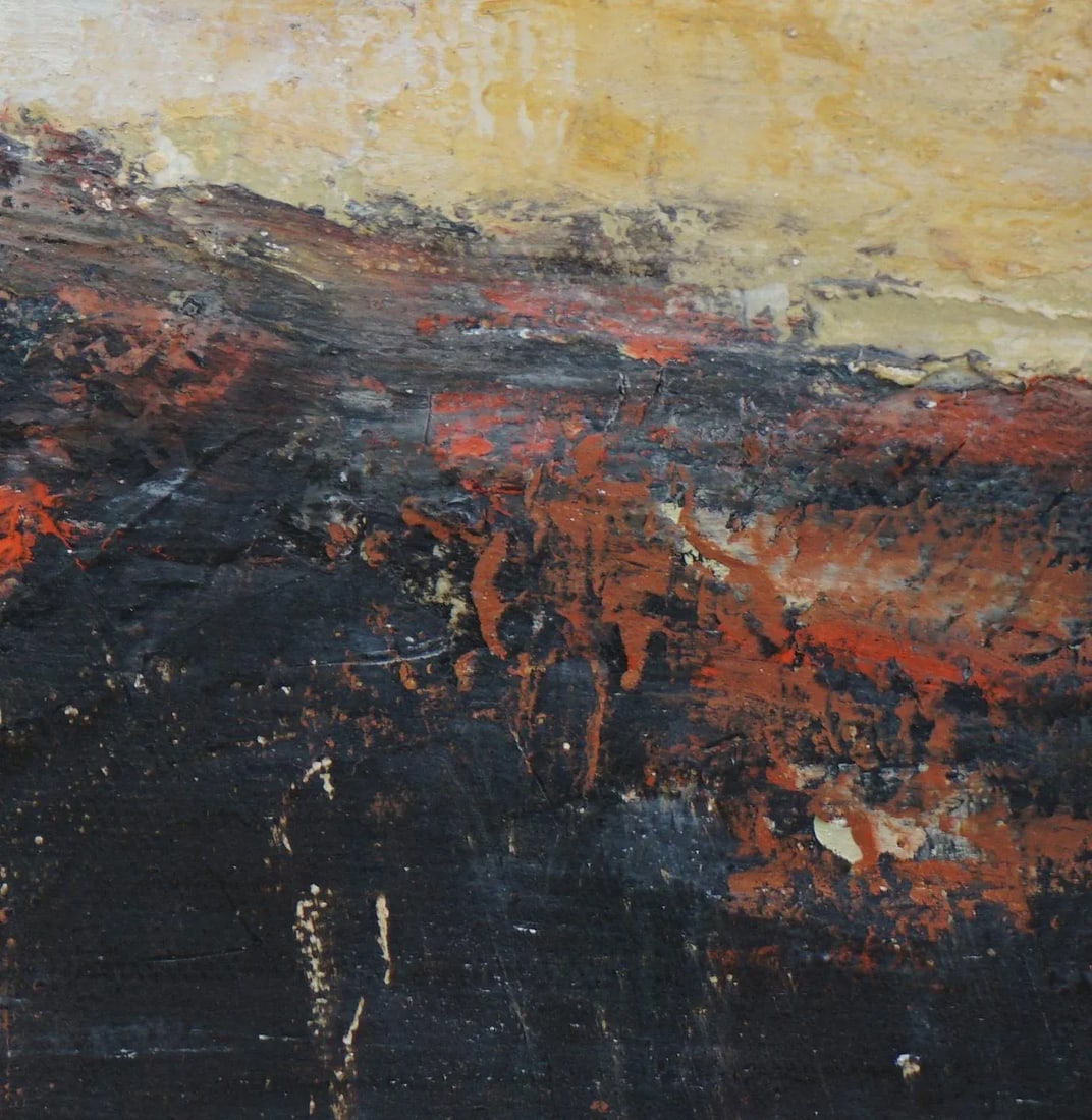 Volcano Contemporary Abstract Landscape Mixed-Media Painting by Laurie MacMillan, Framed - 4