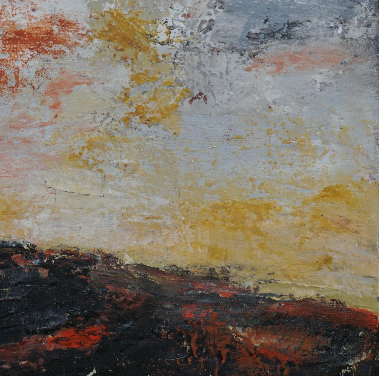 Volcano Contemporary Abstract Landscape Mixed-Media Painting by Laurie MacMillan, Framed - 5