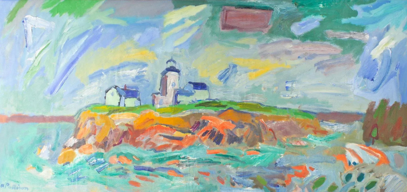 Oil on Canvas Painting of a Lighthouse by Abbott Pattison - 2