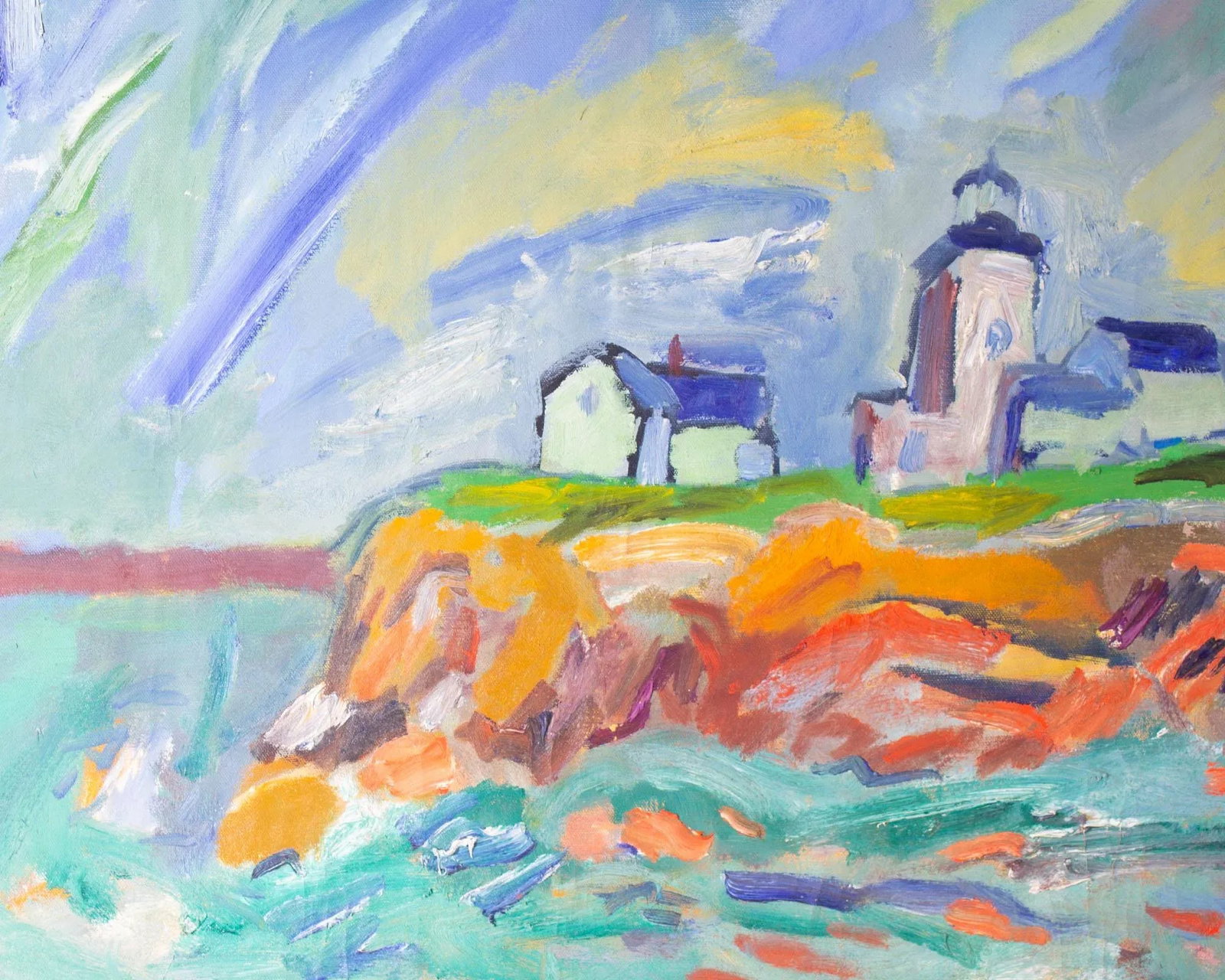 Oil on Canvas Painting of a Lighthouse by Abbott Pattison - 7