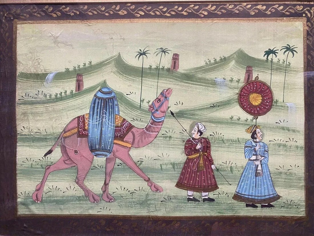 19th Century Rajasthan India Hunting Scene Paintings, Framed - a Pair - 6