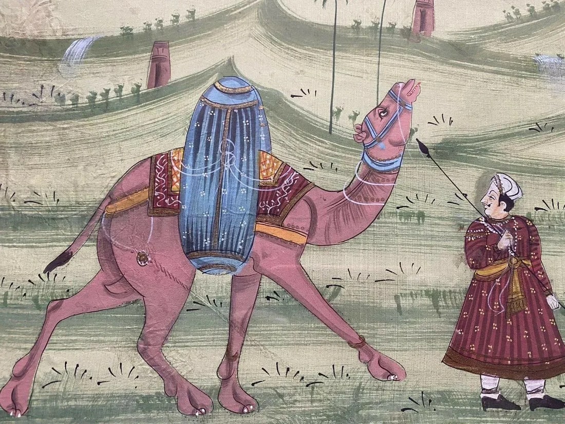 19th Century Rajasthan India Hunting Scene Paintings, Framed - a Pair - 7