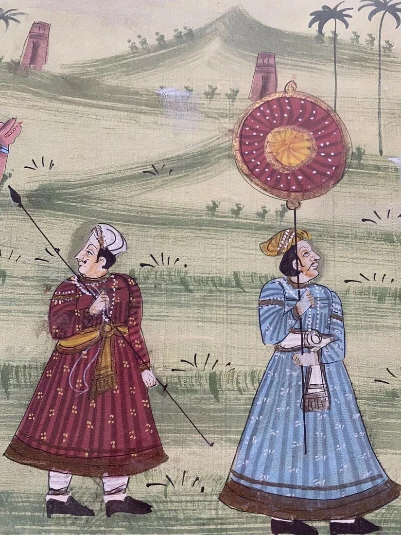 19th Century Rajasthan India Hunting Scene Paintings, Framed - a Pair - 8