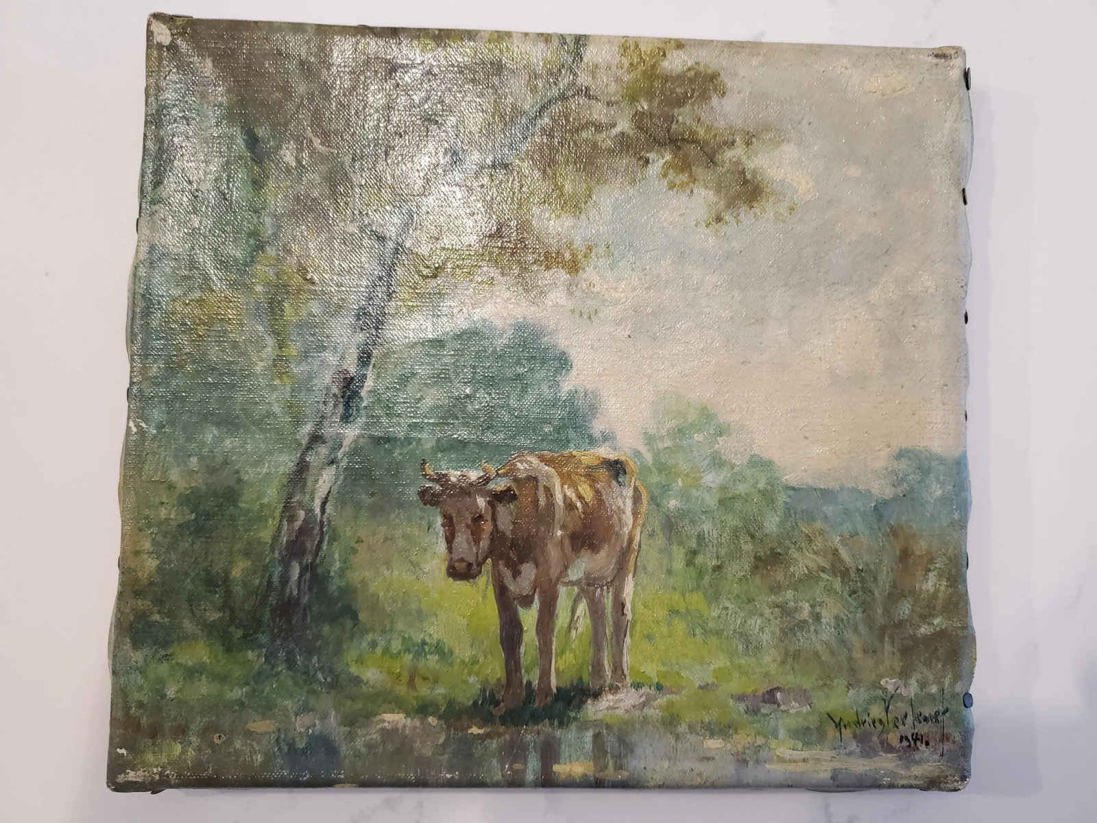 Landsacpe With Cow - Andries Verleur - 2