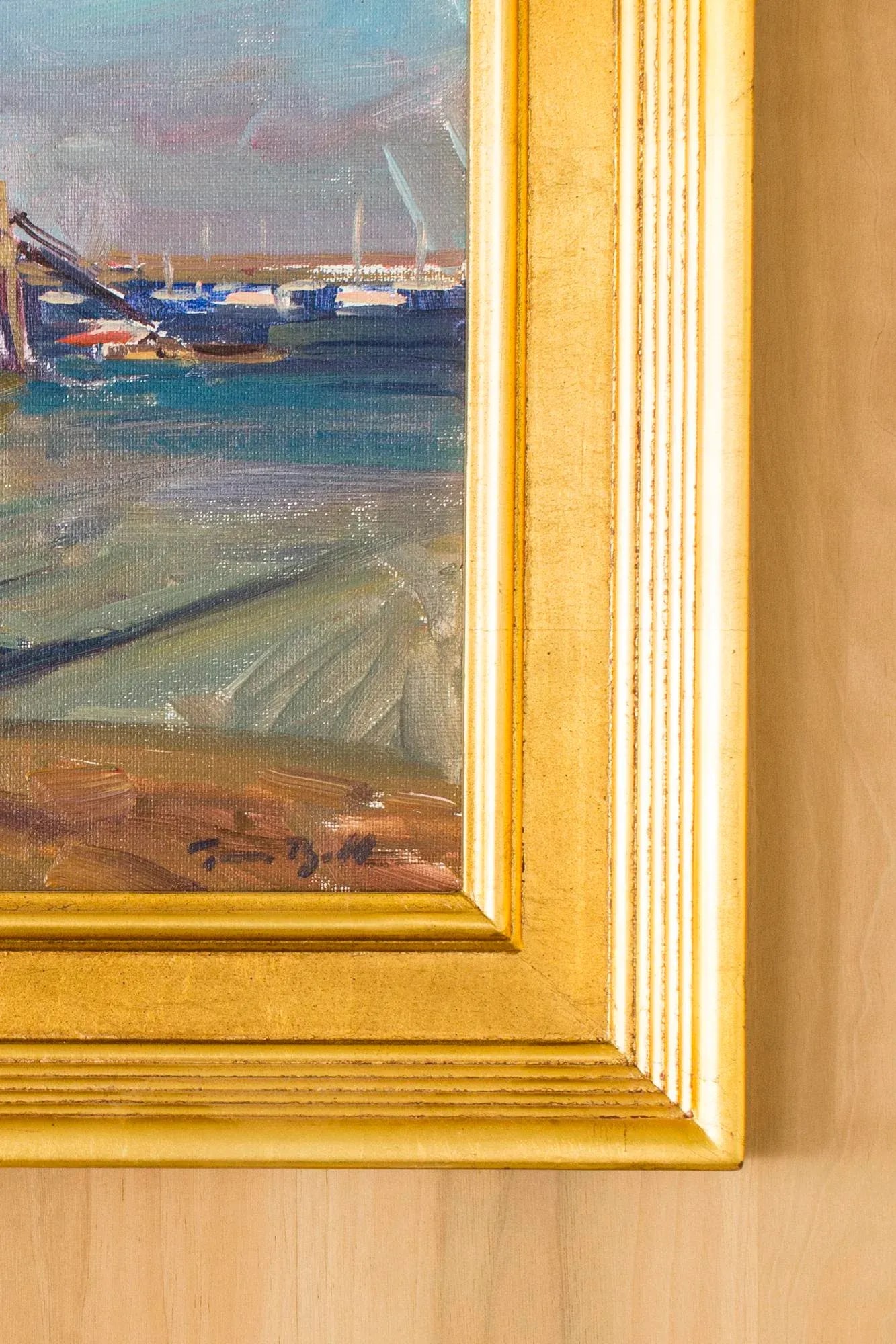 Captain Jack's Wharf Contemporary Nautical Seascape Oil Painting, Framed - 3
