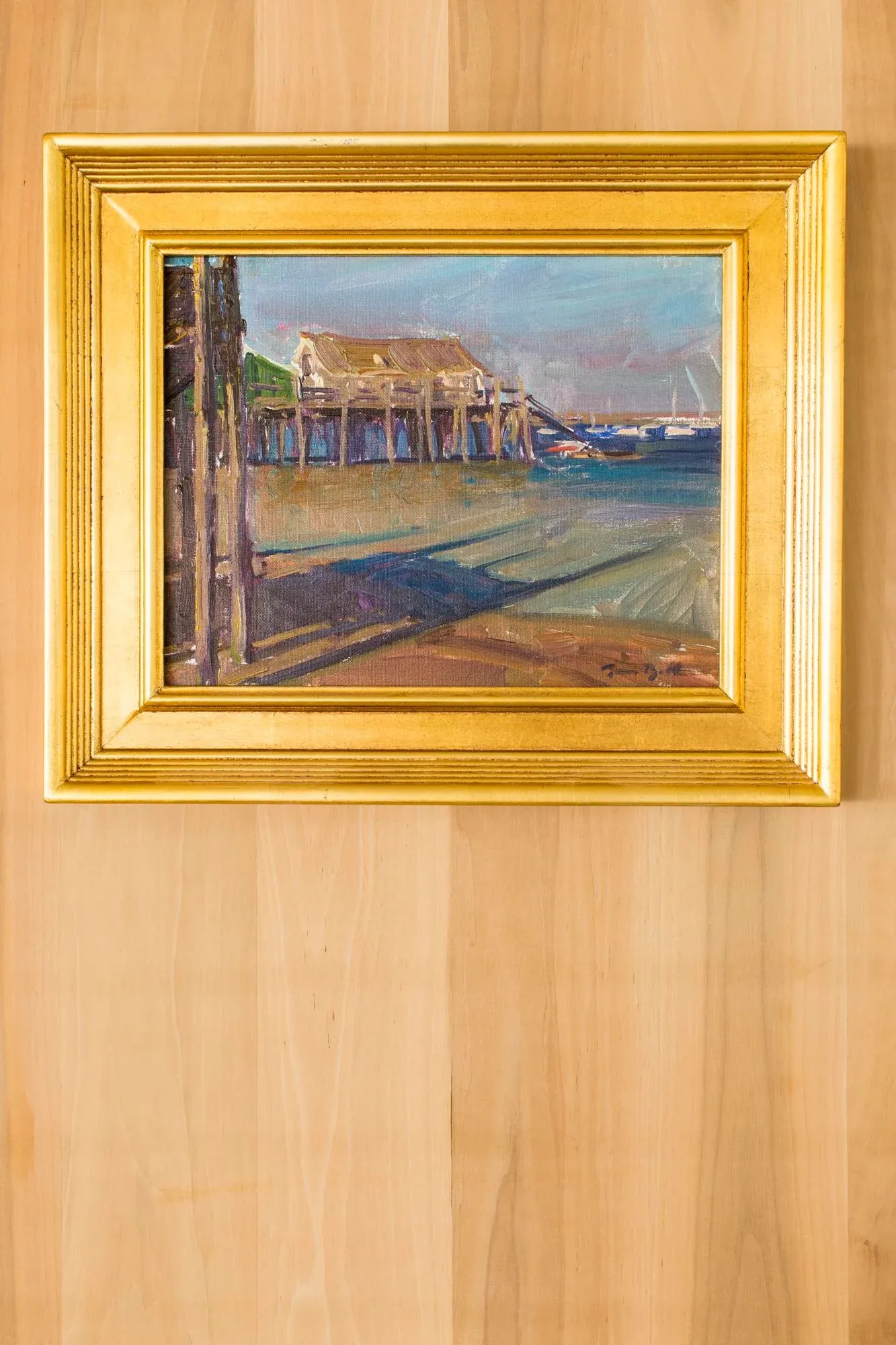 Captain Jack's Wharf Contemporary Nautical Seascape Oil Painting, Framed - 4