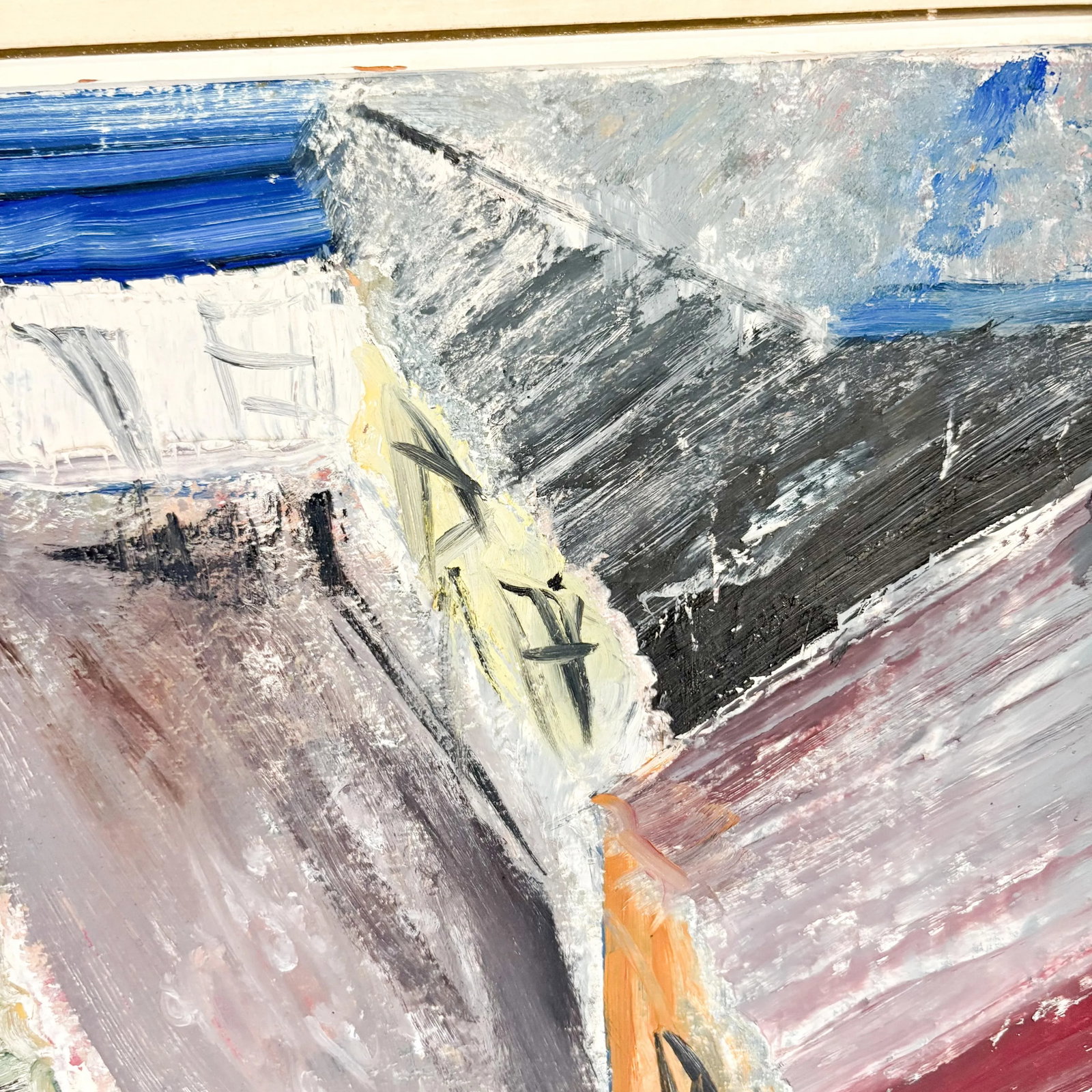 1950s Suburban Street Scene, Mixed Media on Board Landscape Painting - 4