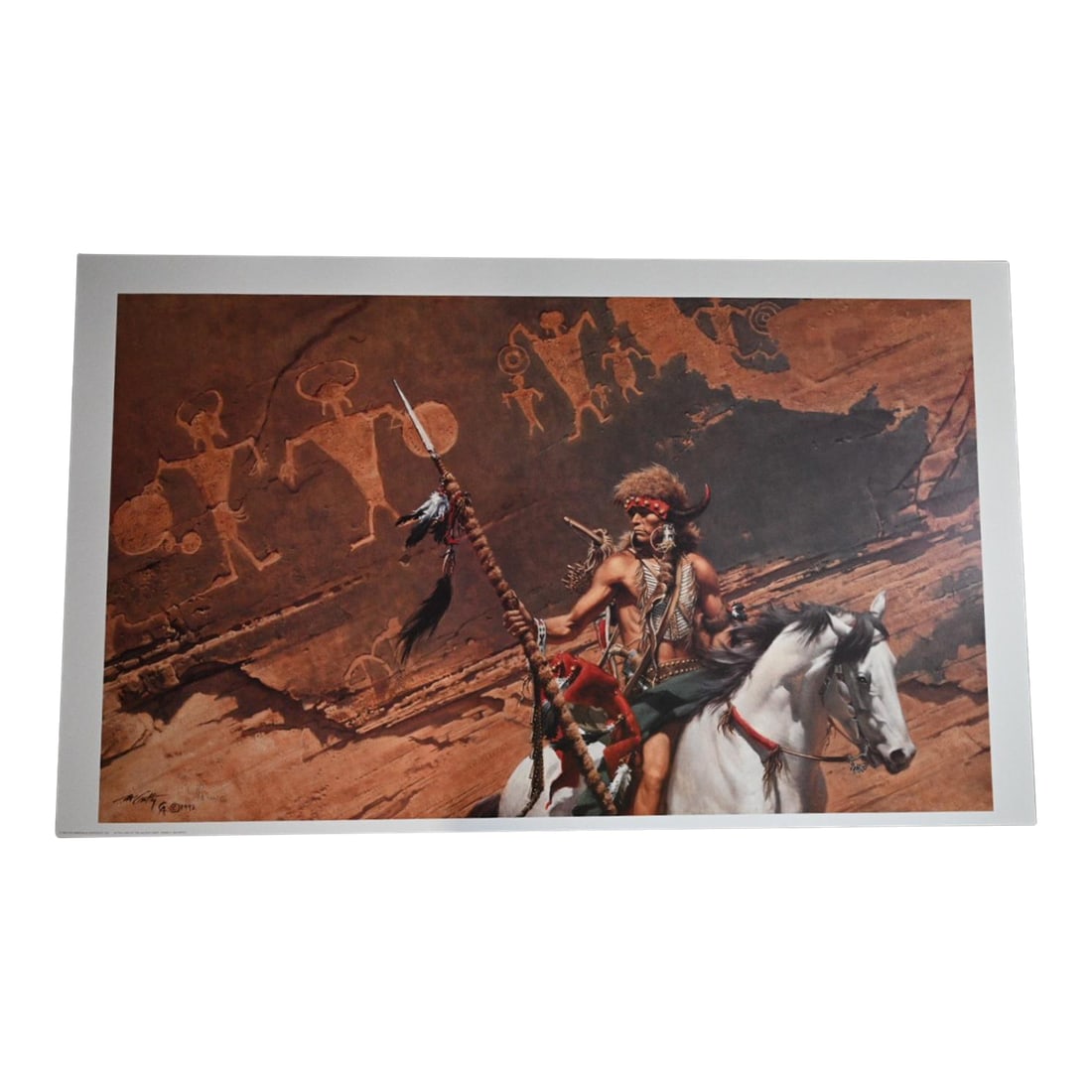 1990s Frank C. McCarthy "In the Land of the Ancient Ones" Signed Limited Edition Lithograph (1993): A powerful limited edition lithograph by legendary Western artist Frank C. McCarthy, "In the Land of the Ancient Ones" blends portraiture, symbolism, and historic reverence. Published by The Greenwich