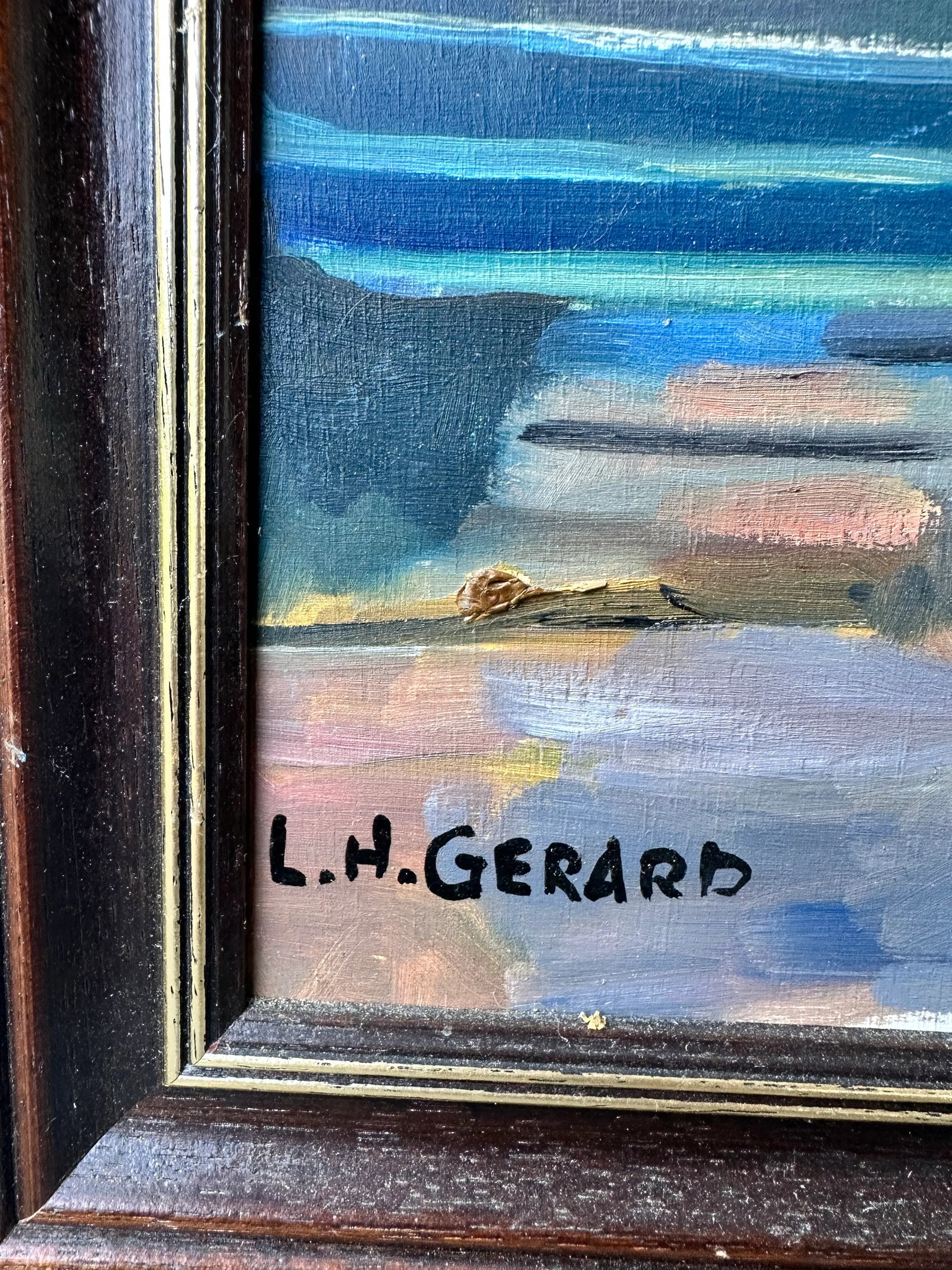 1990s Signed French Oil on Canvas Village Street Scene - Loire Valley, France - 22" * 26.5", Framed - 2