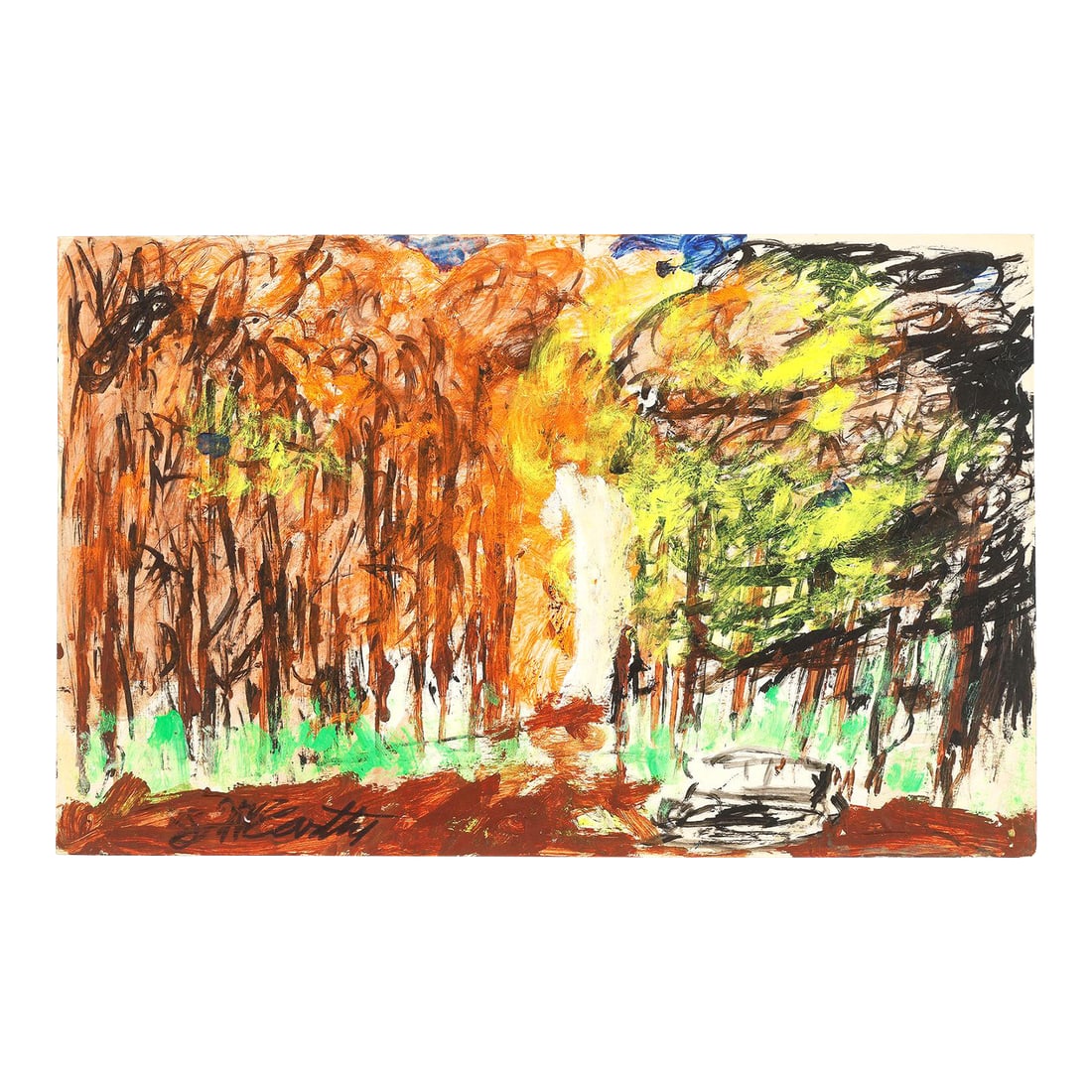 Original Signed Justin McCarthy "Untitled" Forest Painting (1 of 4)