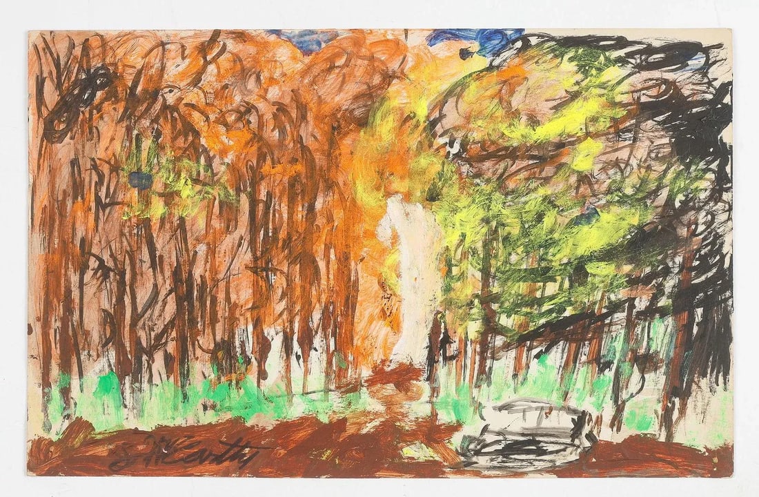 Original Signed Justin McCarthy "Untitled" Forest Painting - 3