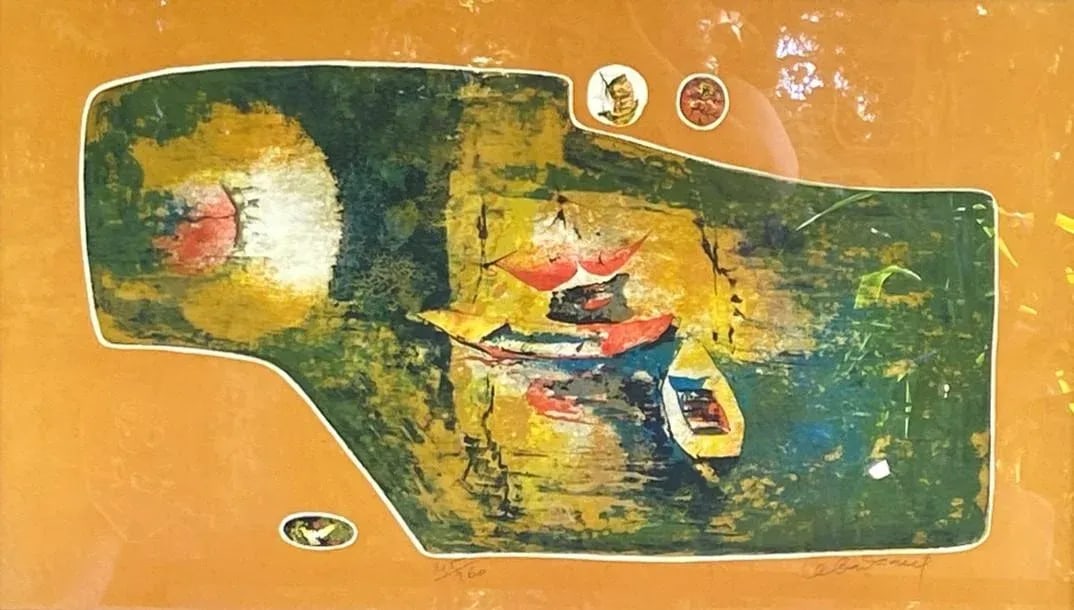 Hoi Lebadang Abstract Embossed Lithograph "Le Lac" Pencil Signed Numbered #215/260 - 10