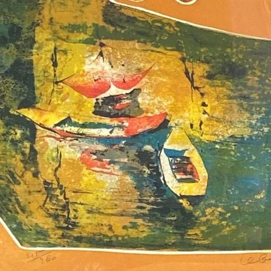 Hoi Lebadang Abstract Embossed Lithograph "Le Lac" Pencil Signed Numbered #215/260 - 13