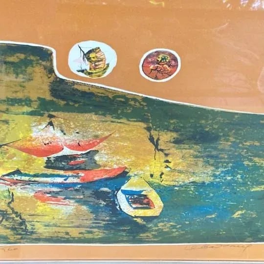 Hoi Lebadang Abstract Embossed Lithograph "Le Lac" Pencil Signed Numbered #215/260 - 14