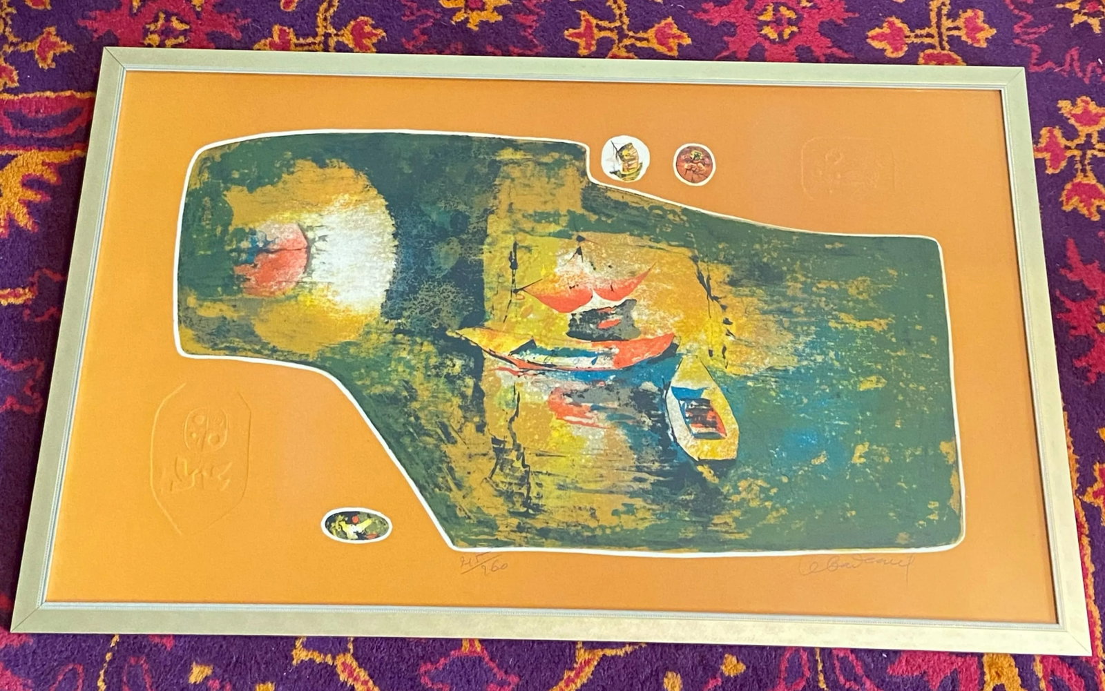 Hoi Lebadang Abstract Embossed Lithograph "Le Lac" Pencil Signed Numbered #215/260 - 18