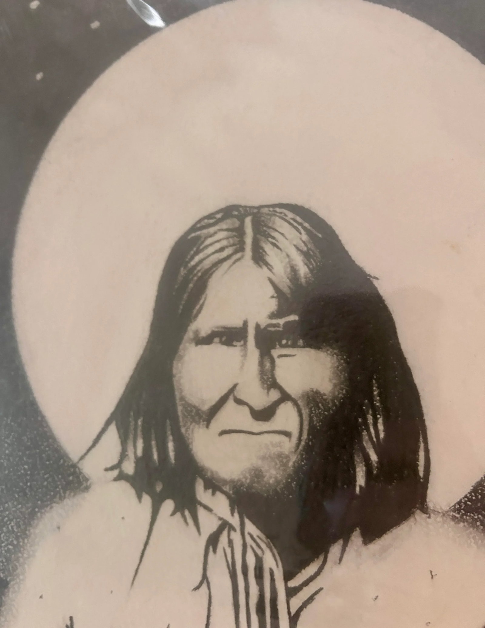 Vintage Original Signed "Geronimo" Graphite Drawing by Arnold Wichita - 12