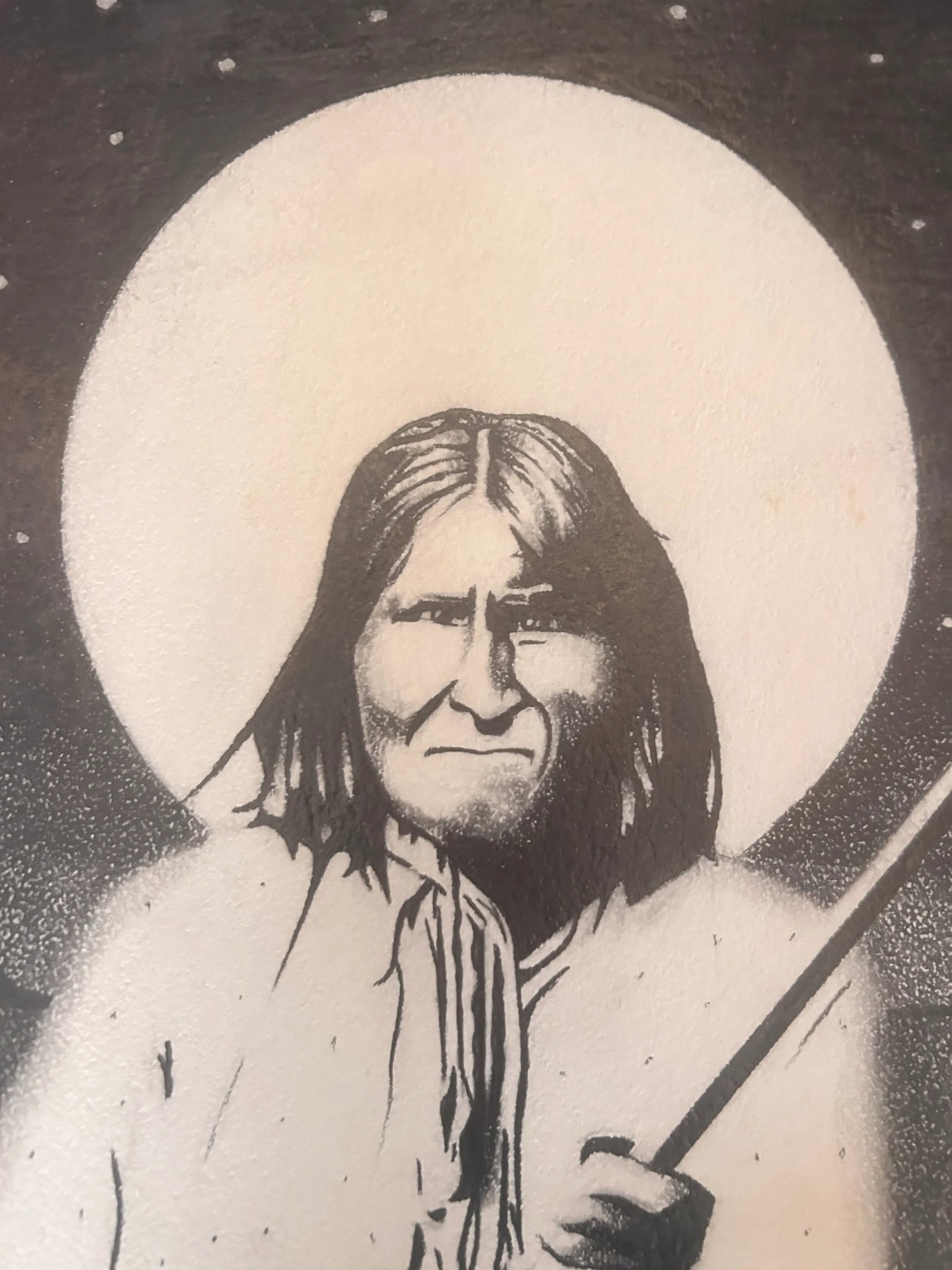 Vintage Original Signed "Geronimo" Graphite Drawing by Arnold Wichita - 5