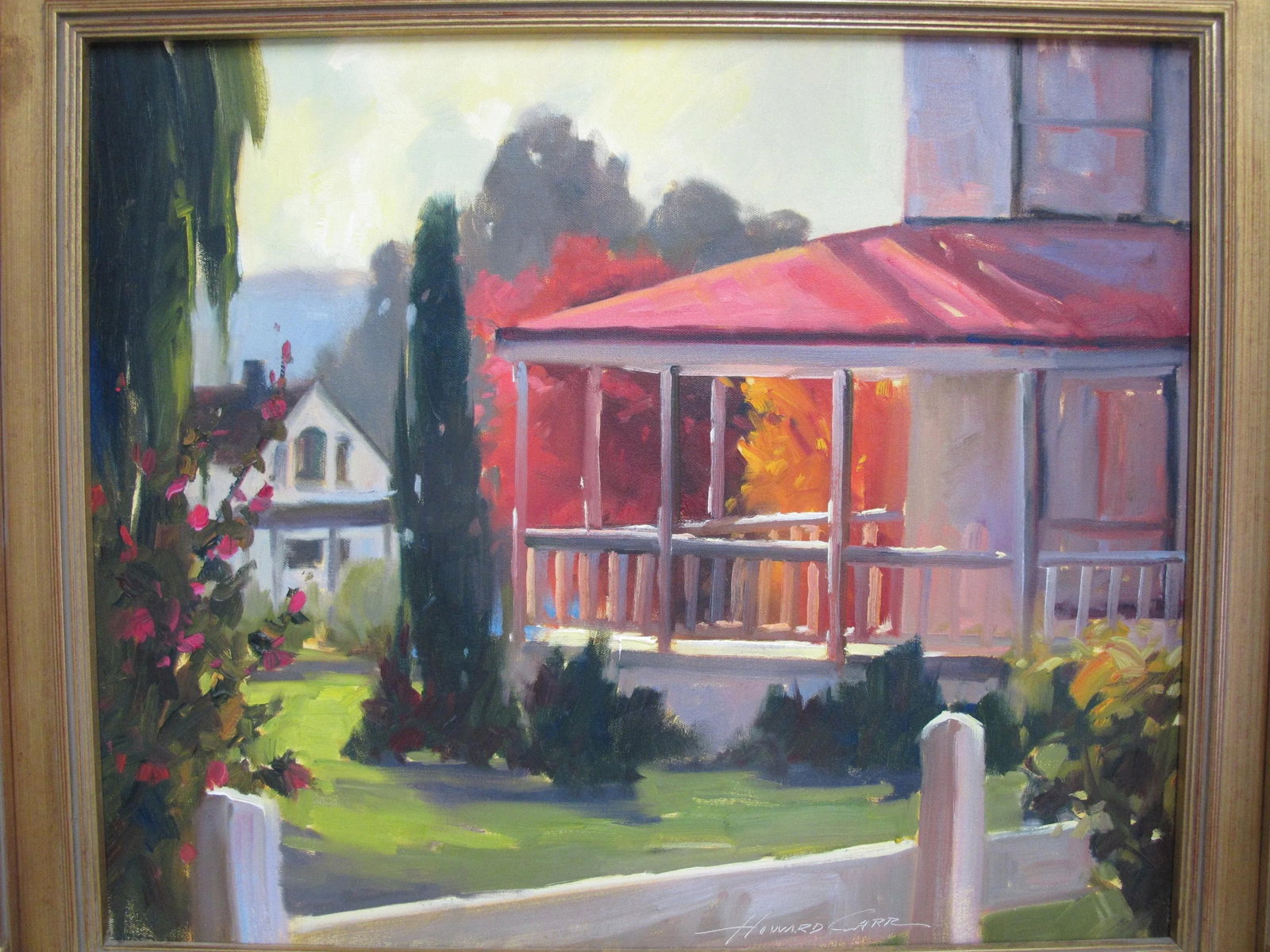 Howard Carr Gilt Frame Signed Oil Painting Summer in Los Olivos California - 2