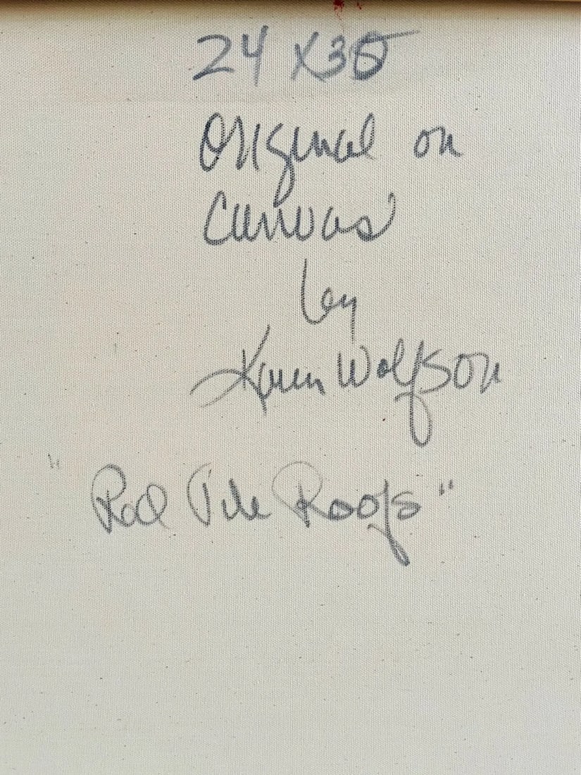 Karen Wolfson Red Tile Roofs Impressionist Signed Oil on Canvas - 9