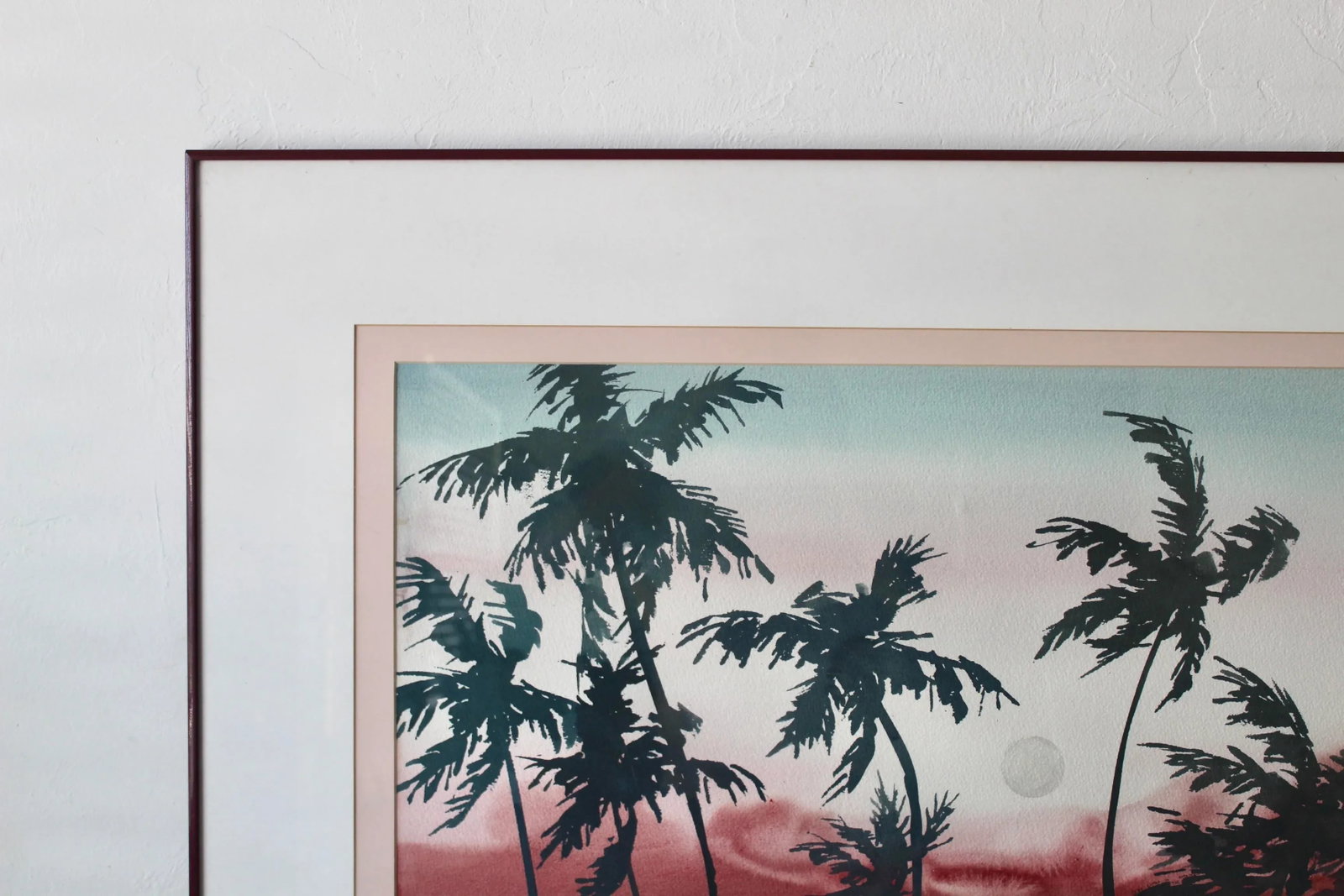 Original Nancy Balyeat Signed Watercolor Moon Palm Trees 1988 - 7