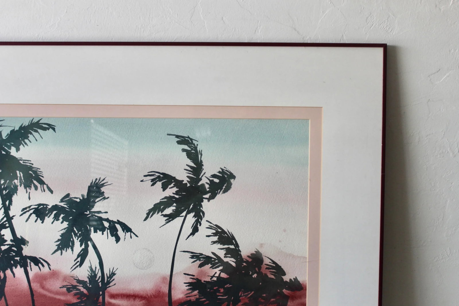 Original Nancy Balyeat Signed Watercolor Moon Palm Trees 1988 - 8