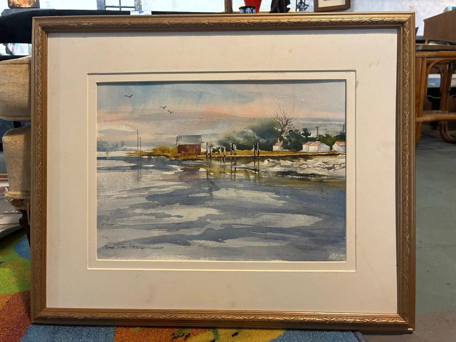 Late 20th Century Signed Susan Tilton Pecora Watercolor Waterscape - Framed Original Painting - 6