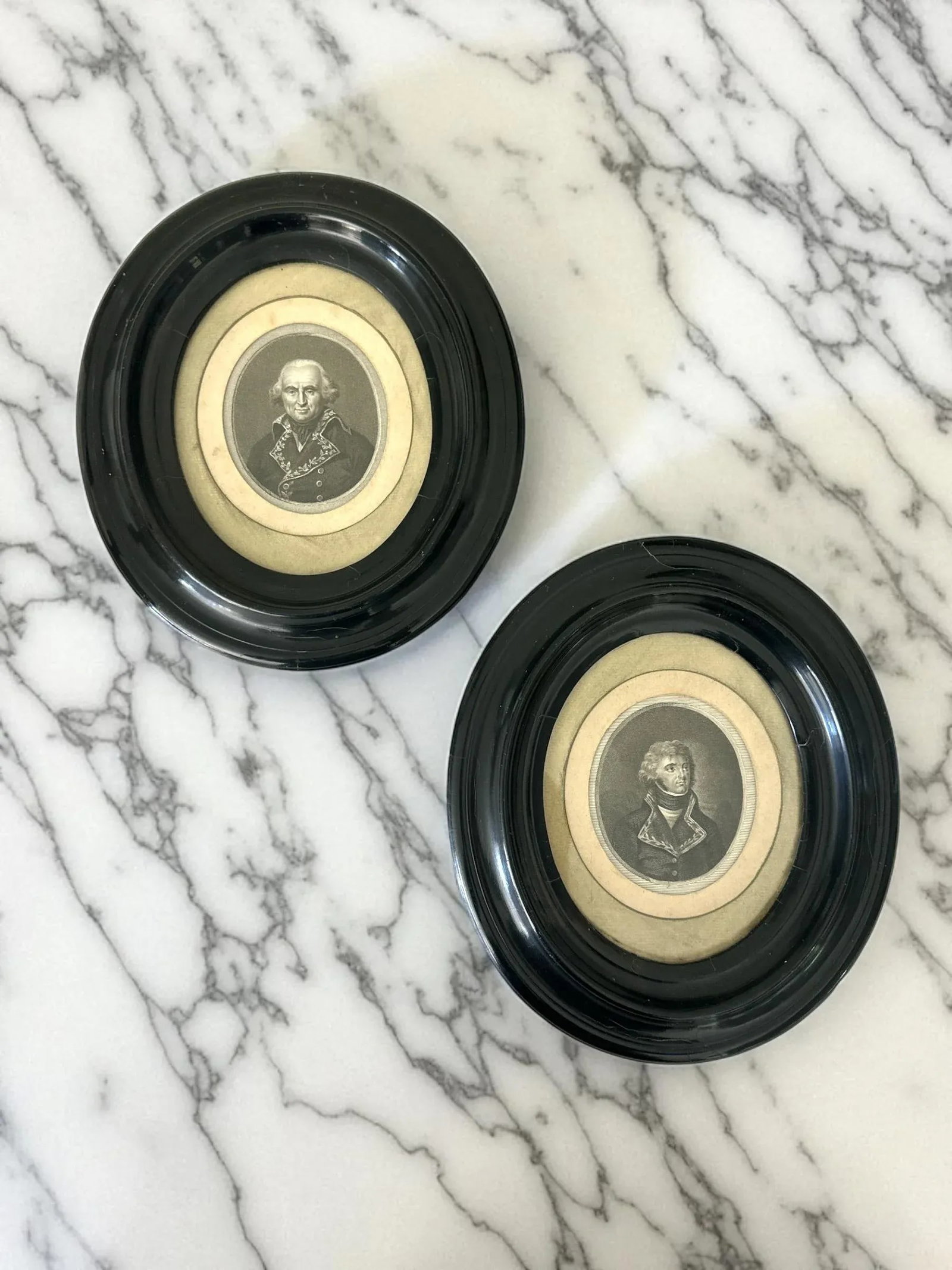 Early 19th Century Portrait Engravings of French Napoleonic Military Officers in Ebonized Frames - A - 2