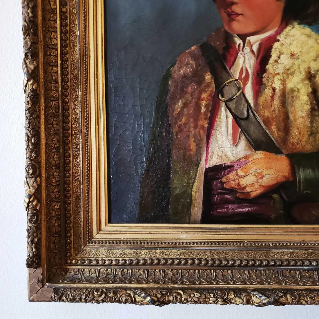 Shepherd Boy Painting in Original Gilt Frame - 7