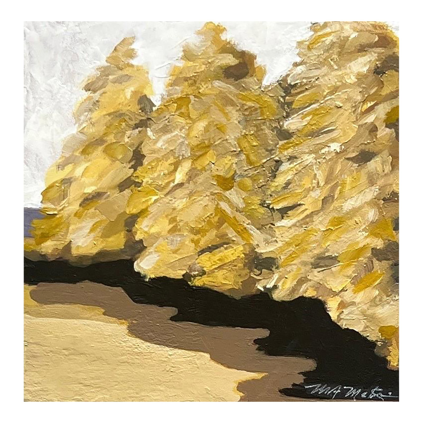 Gilded Forest Contemporary Impressionist Landscape in Golds by Mill Valley Artist Mary Anne McKern: One in a series of landscapes in which the goal was to explore various palettes. Condition: Imperfections: No Imperfections Condition Notes: Original (New) - Mint Origin: United States Materials &
