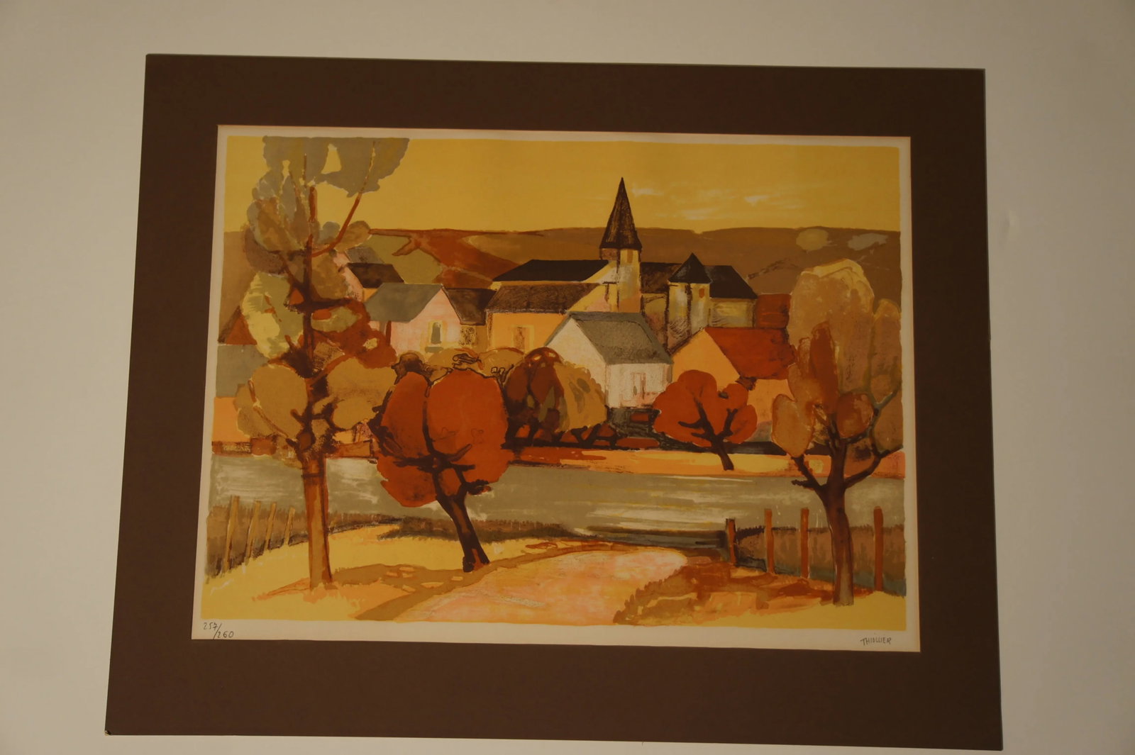 1960s Provincial French Village Lithograph Numbered 257/260 by Elaine Thiollier - 2
