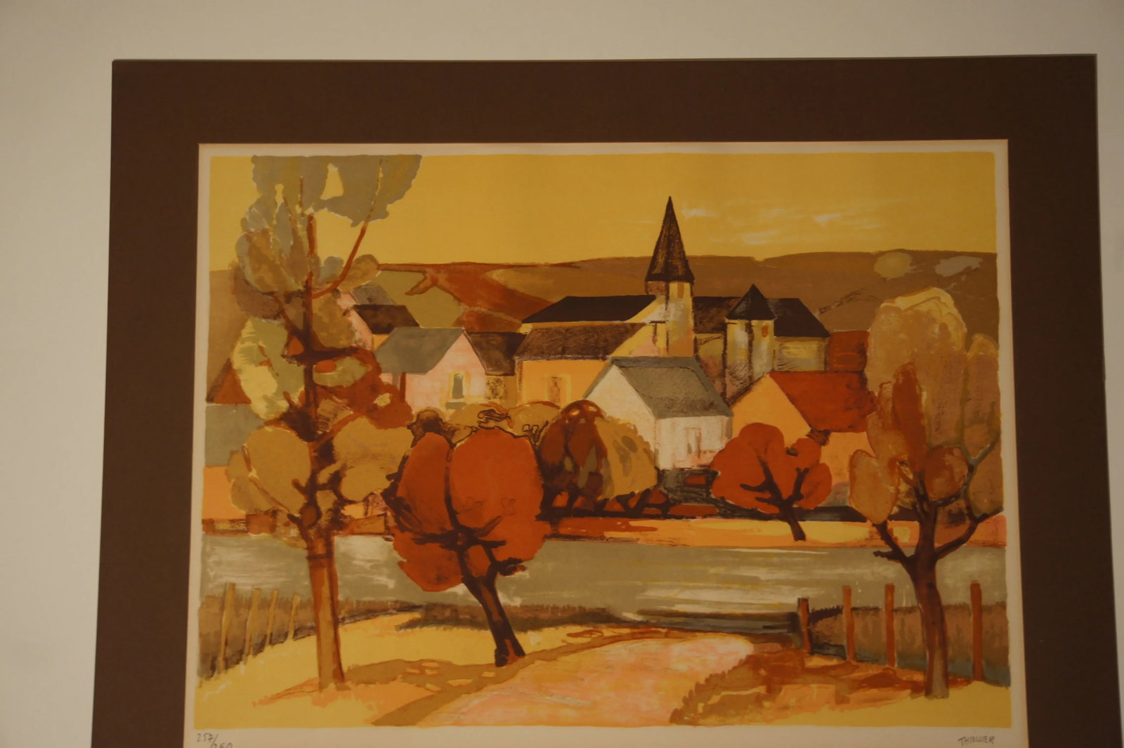 1960s Provincial French Village Lithograph Numbered 257/260 by Elaine Thiollier - 3