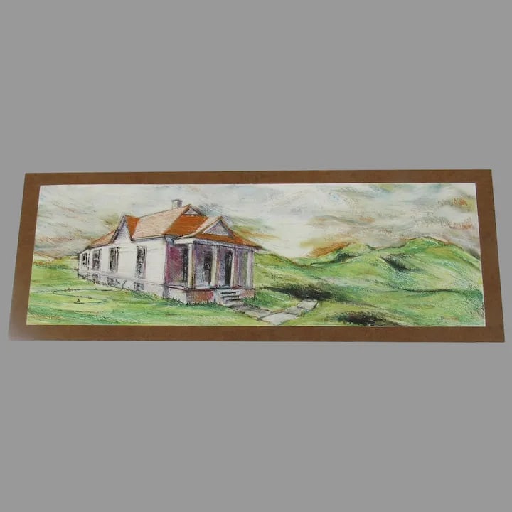 1980s Painting on Board Mountain House by Doug Post - 12