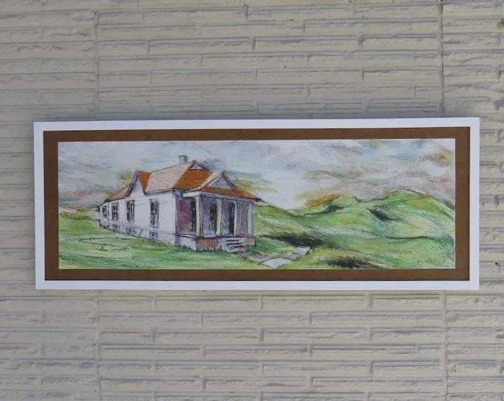 1980s Painting on Board Mountain House by Doug Post - 3