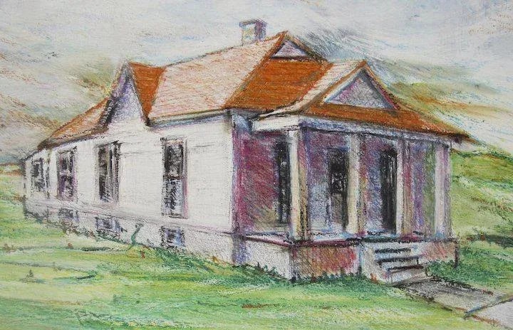 1980s Painting on Board Mountain House by Doug Post - 4