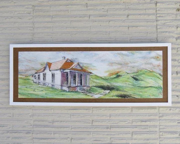 1980s Painting on Board Mountain House by Doug Post - 8