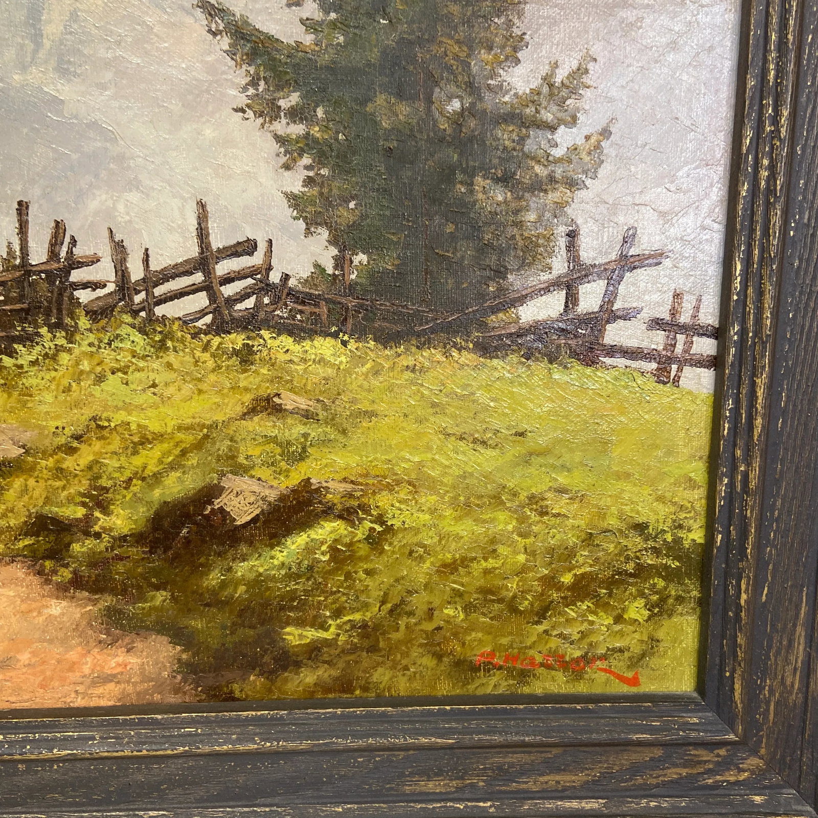 Mid 20th Century Vintage Alpine Mountain Oil Painting by Paul Haller - Framed Landscape Scene - 4