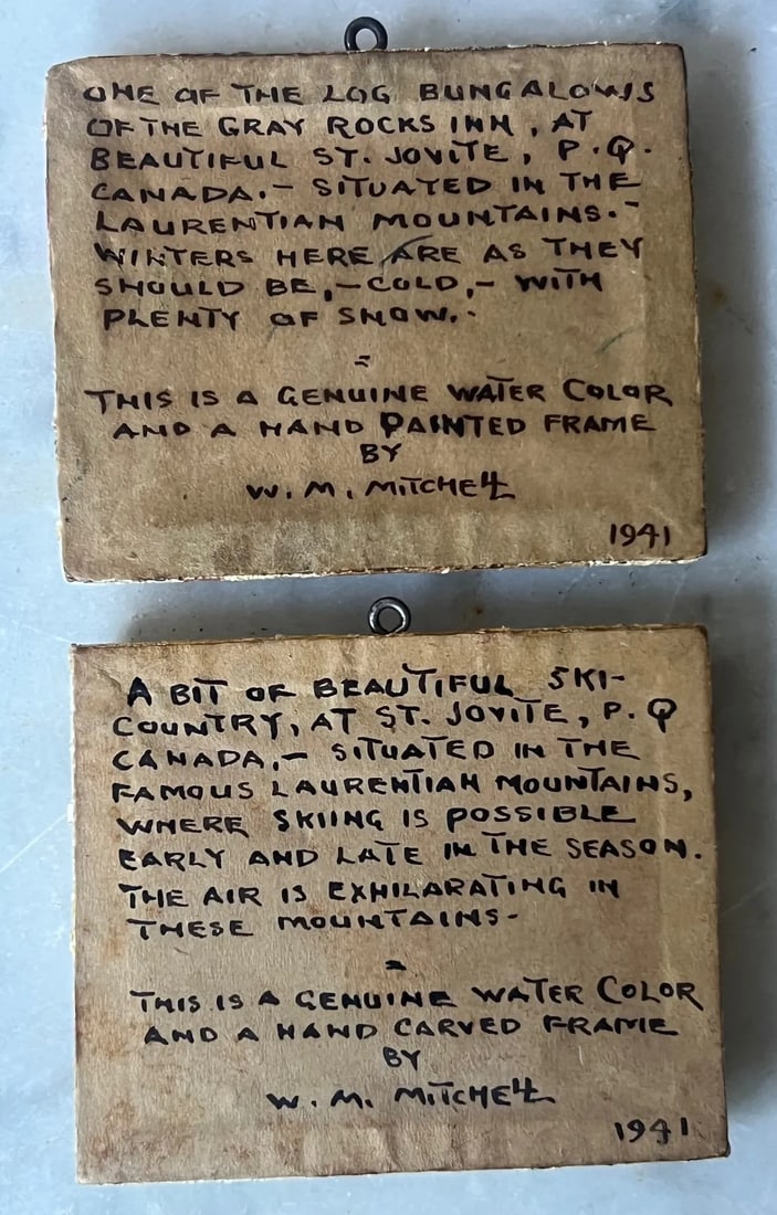 Willard Morse Mitchell Minature Watercolor Paintings, C. 1941- Set of 2 - 2