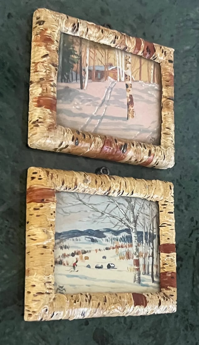 Willard Morse Mitchell Minature Watercolor Paintings, C. 1941- Set of 2 - 3