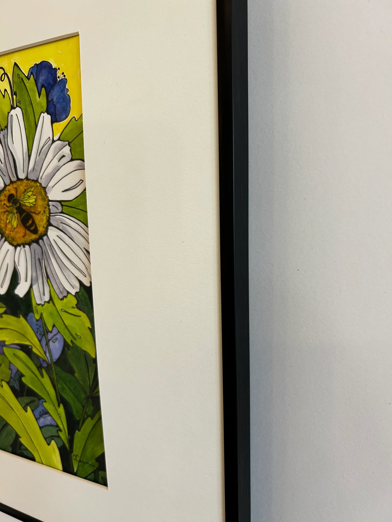 Giclee Fine Art Print Framed Watercolor Small Fine Art "White Daisy" - 5