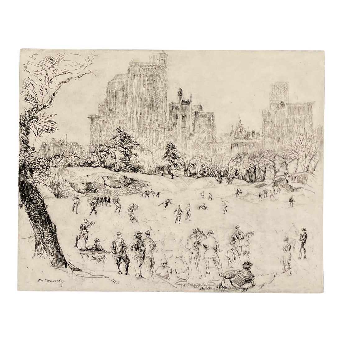 1920s William Meyerowitz Central Park Winter Etching (1 of 3)