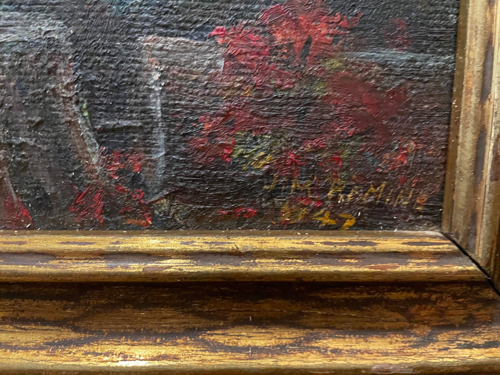 1947 Jim Remine Tennessee Cabin Oil on Board Painting - 3