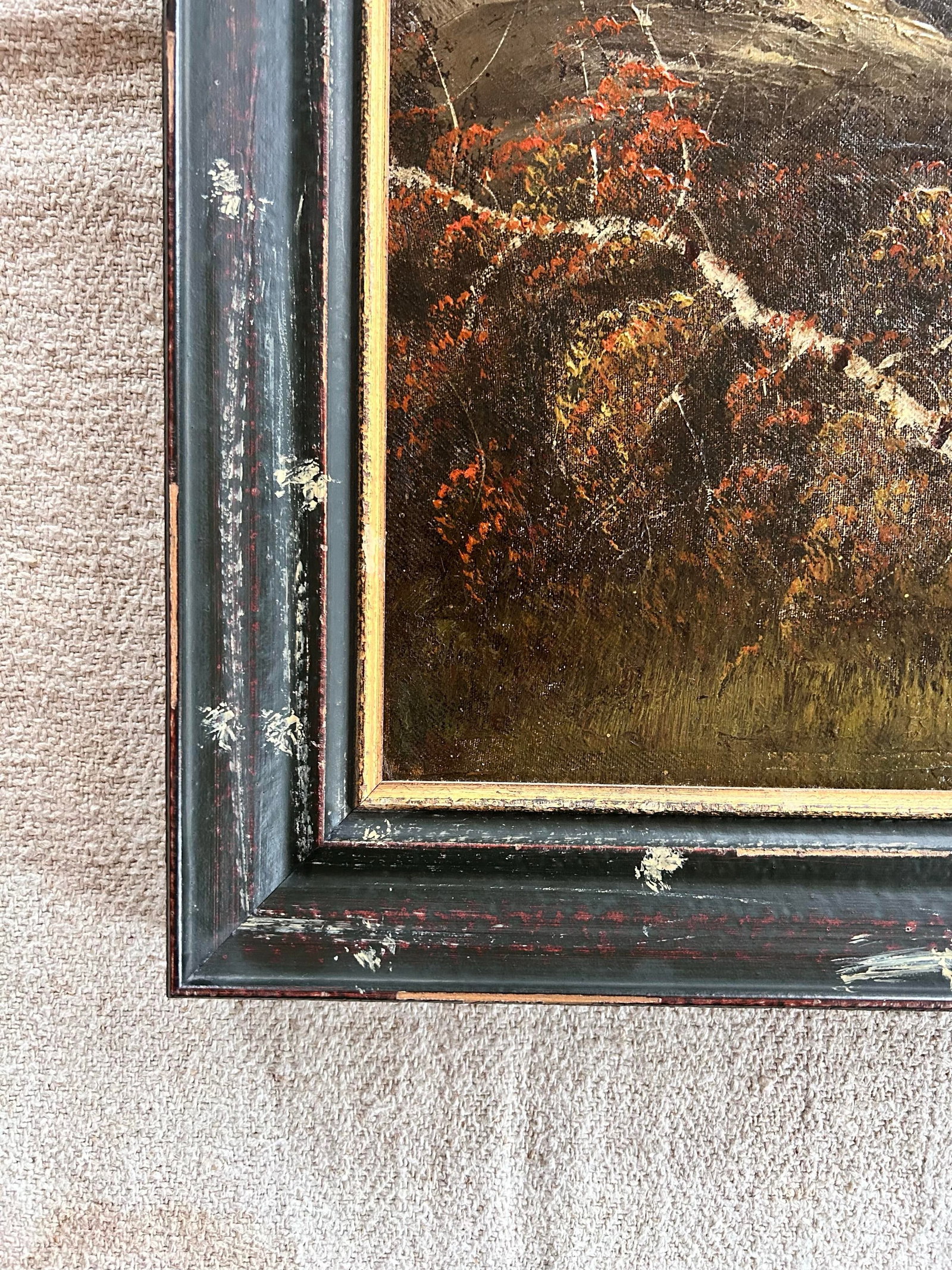 19thC Large Hudson River School Naive Style Landscape Painting - 9