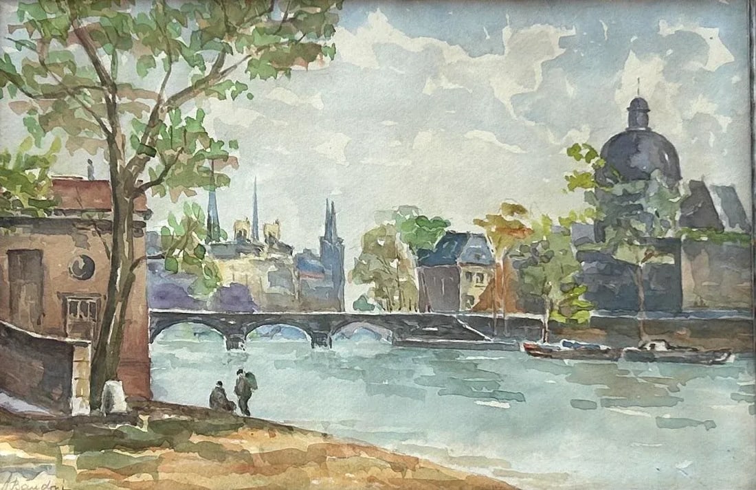 Early 20th Century Paris View of the Seine, Signed by the Artist. - 2