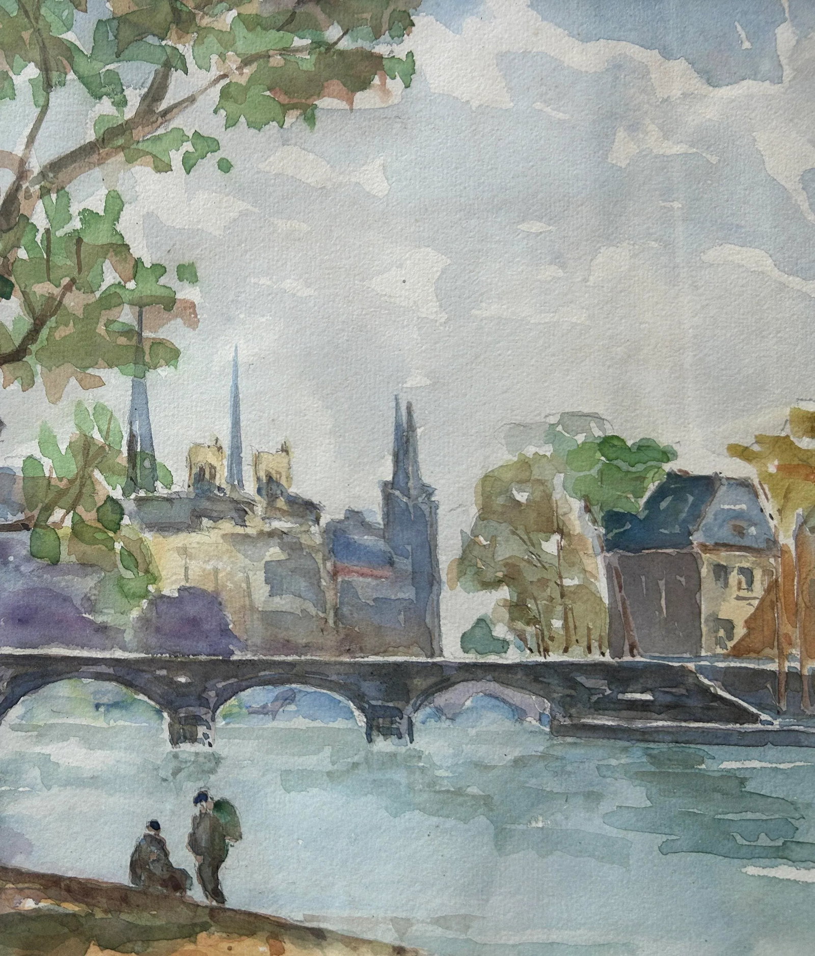 Early 20th Century Paris View of the Seine, Signed by the Artist. - 7