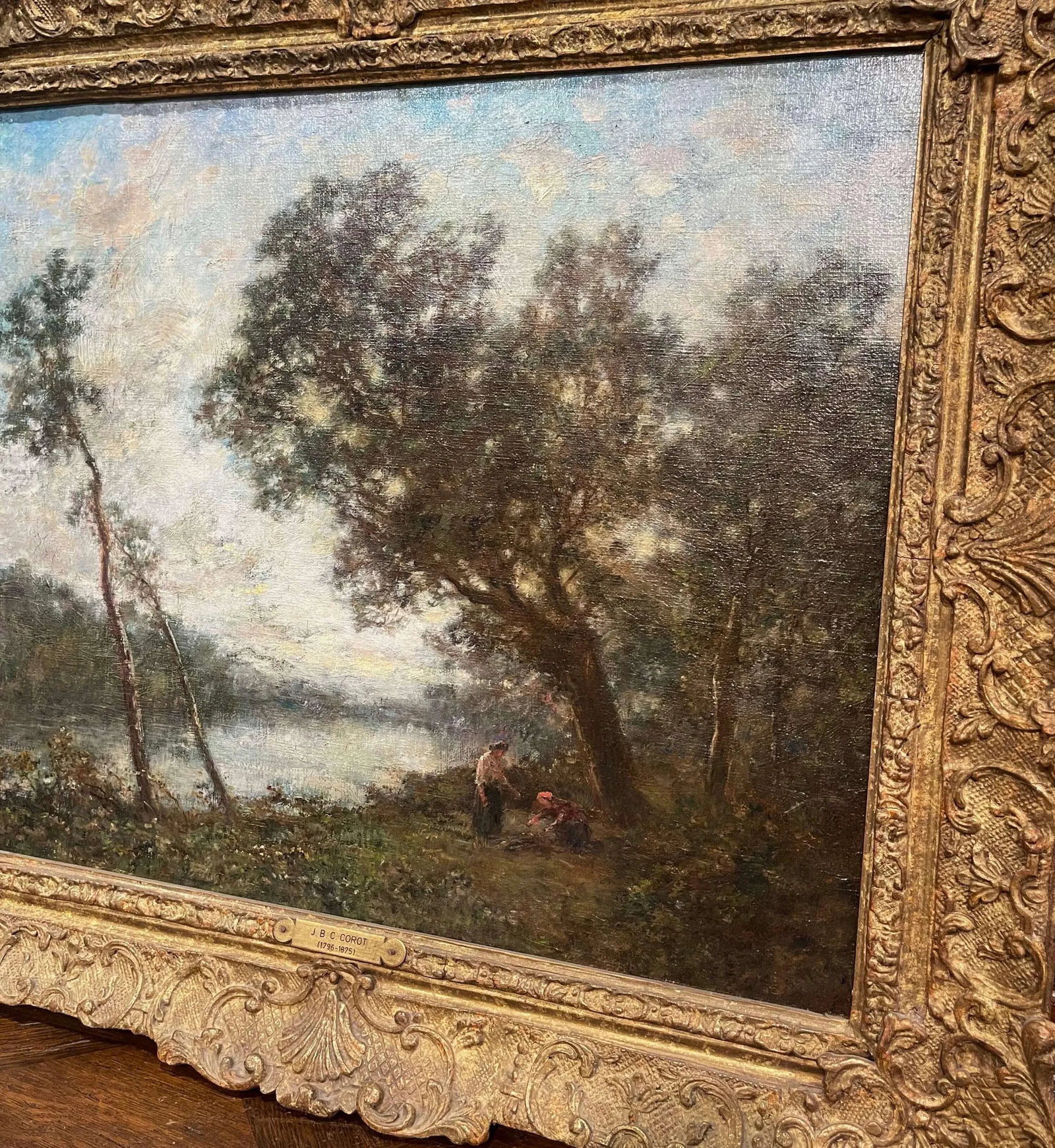 19th Century French Landscape Painting Signed Corot in Original Giltwood Frame - 11