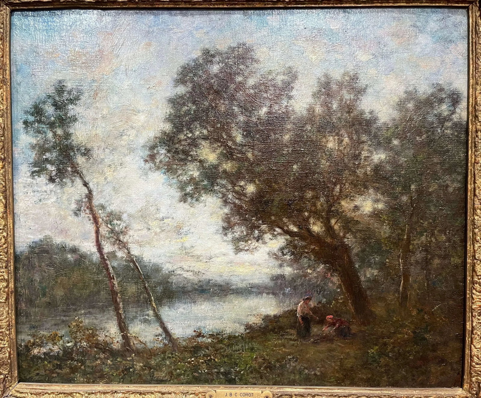 19th Century French Landscape Painting Signed Corot in Original Giltwood Frame - 2