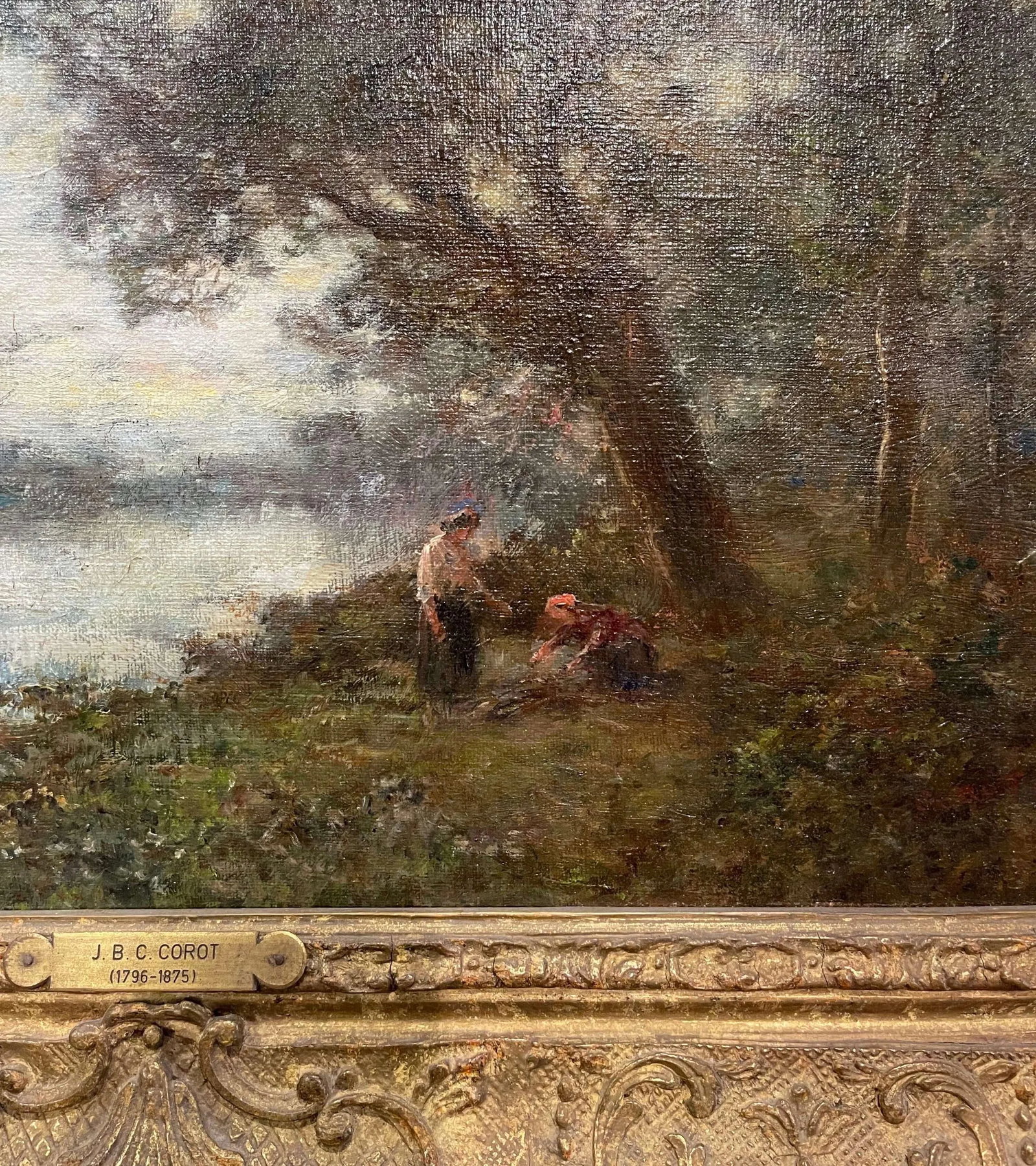 19th Century French Landscape Painting Signed Corot in Original Giltwood Frame - 4