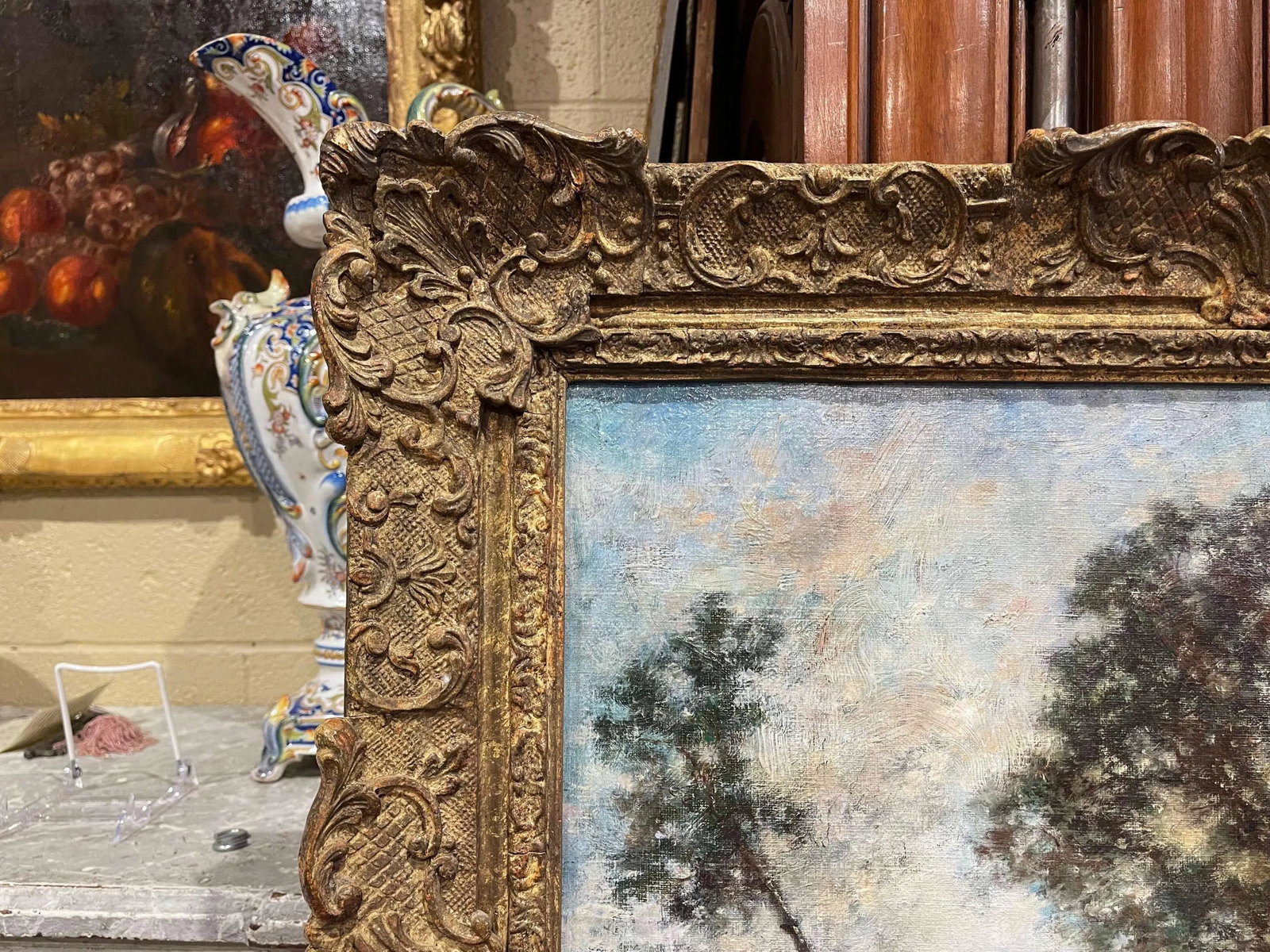 19th Century French Landscape Painting Signed Corot in Original Giltwood Frame - 7