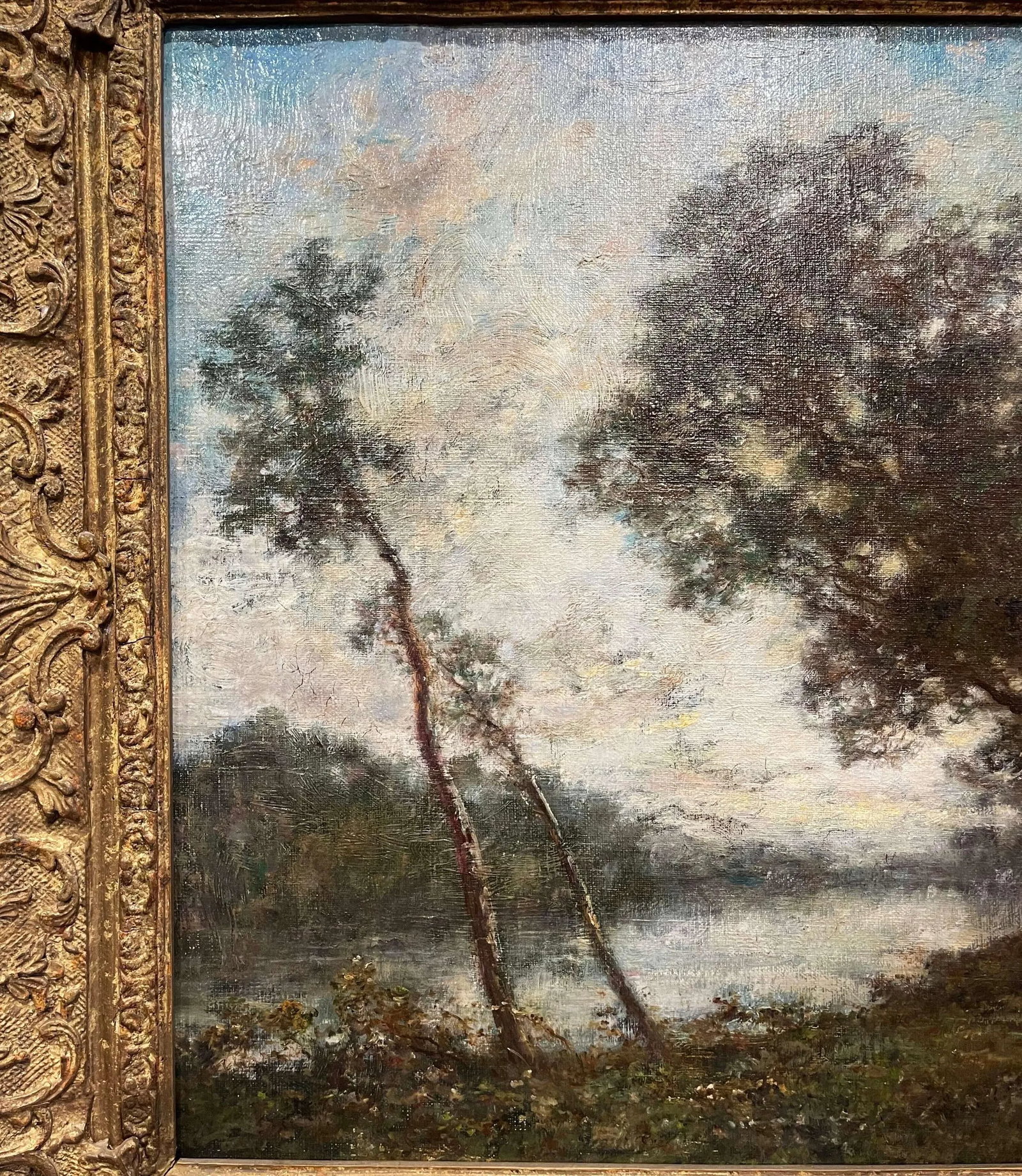 19th Century French Landscape Painting Signed Corot in Original Giltwood Frame - 8